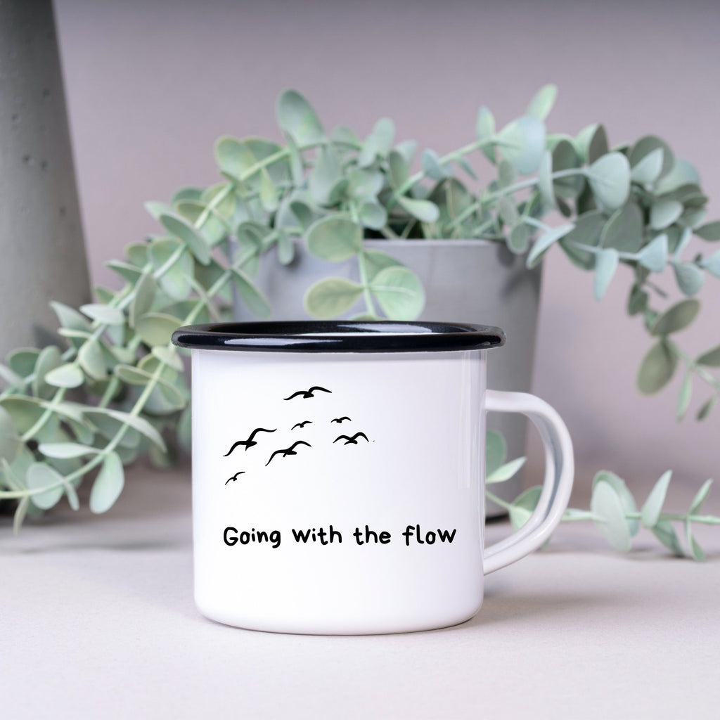 Emaille Tasse| Becher| Reisefans| Going wirth the flow - GlamourDesign