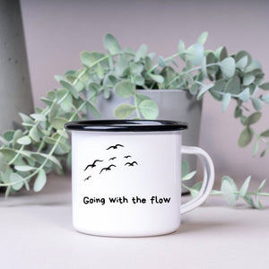 Emaille Tasse| Becher| Reisefans| Going wirth the flow - GlamourDesign