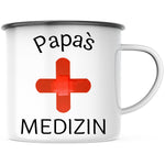 Lade das Bild in den Galerie-Viewer, Emaille Tasse| Becher| Papa&#39;s Medizin| Camping| Geschenk für Väter - GlamourDesign
