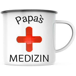 Emaille Tasse| Becher| Papa's Medizin| Camping| Geschenk für Väter - GlamourDesign