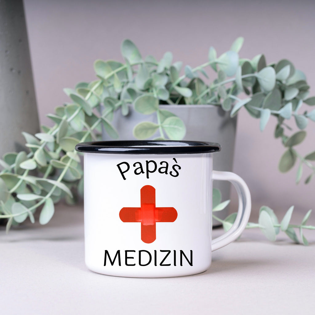 Emaille Tasse| Becher| Papa's Medizin| Camping| Geschenk für Väter - GlamourDesign