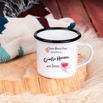Lade das Bild in den Galerie-Viewer, Emaille Tasse| Becher| für Erzieher| Dankeschön| personalisierbar mit Namen - GlamourDesign
