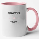 Lade das Bild in den Galerie-Viewer, Tasse für werdende Tanten| Schwangerschaftsverkündung an die Schwester| personalisierbar mit Jahreszahlen| Rosa - GlamourDesign
