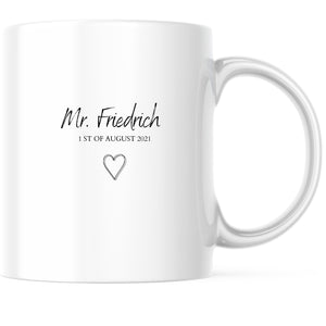 Tassen Set| Hochzeitstag| Jahrestag| Ehe| Paar| Verlobung| Mrs. und Mr| Zeichnung Hochzeitsfoto| personalisierbar - GlamourDesign