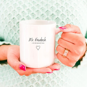 Tassen Set| Hochzeitstag| Jahrestag| Ehe| Paar| Verlobung| Mrs. und Mr| Zeichnung Hochzeitsfoto| personalisierbar - GlamourDesign