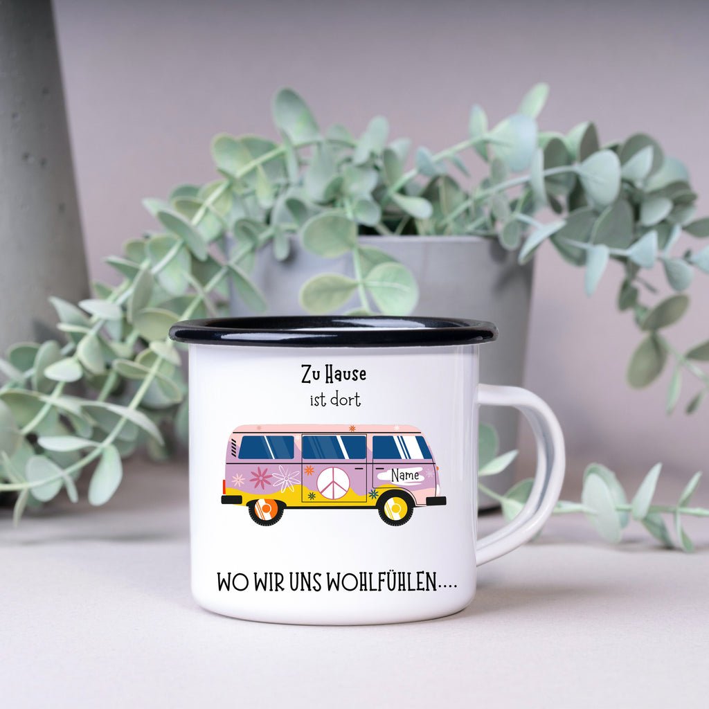Emaille Tasse| Becher| VW Bus| Camping| Roadtrip| Hippie Edition - GlamourDesign