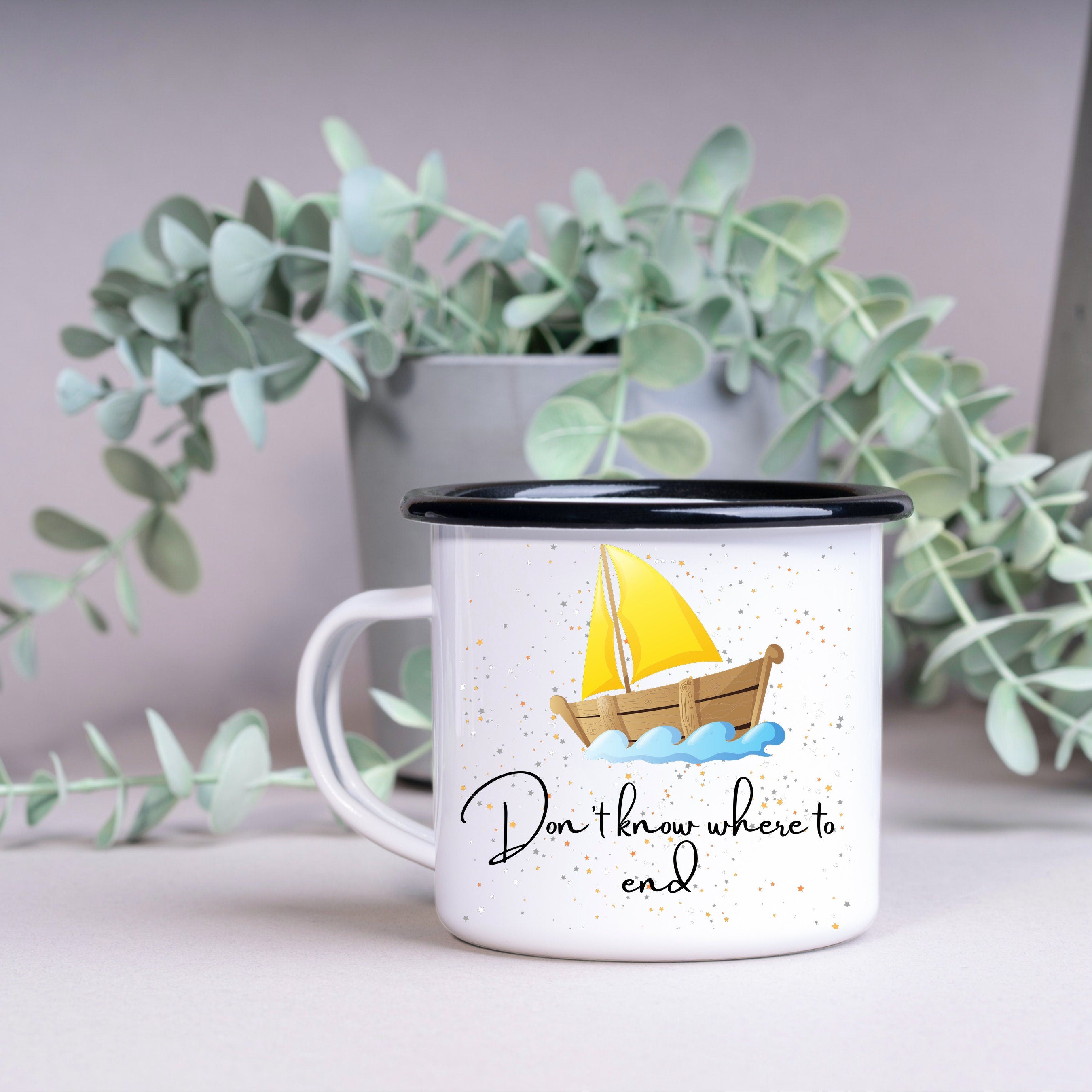 Emaille Tasse| Becher| Segeln| Abenteuer - GlamourDesign