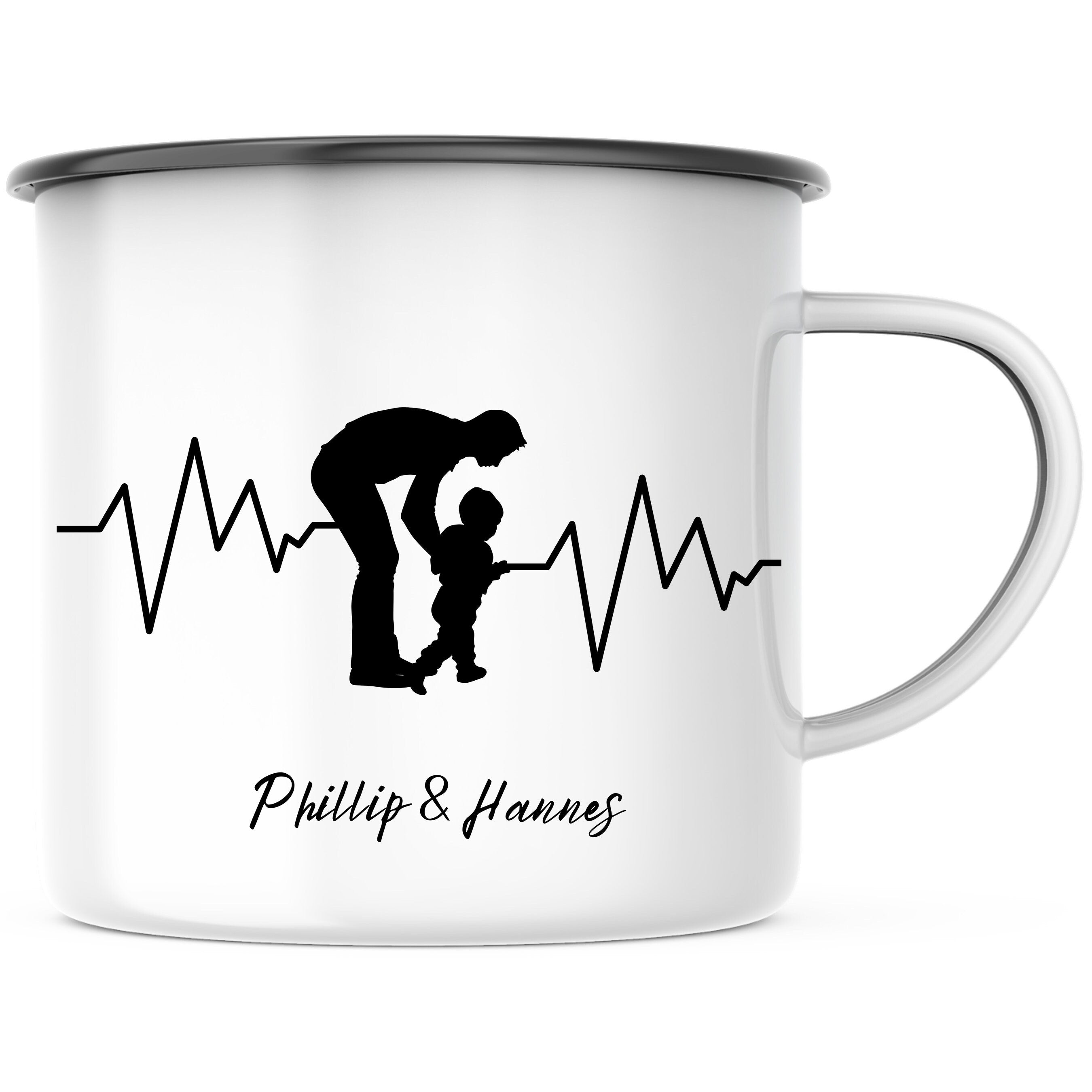 Emaille Tasse| Becher| Geschenk| Papa&Sohn| mit Wunschnamen - GlamourDesign