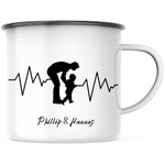 Lade das Bild in den Galerie-Viewer, Emaille Tasse| Becher| Geschenk| Papa&amp;Sohn| mit Wunschnamen - GlamourDesign
