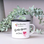 Lade das Bild in den Galerie-Viewer, Emaille Tasse| Becher| für Erzieher| Dankeschön| personalisierbar mit Namen - GlamourDesign
