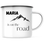 Lade das Bild in den Galerie-Viewer, Emaille Tasse| Becher| Camping| Reisen| On the road| personalisierbar mit Wunschnamen - GlamourDesign
