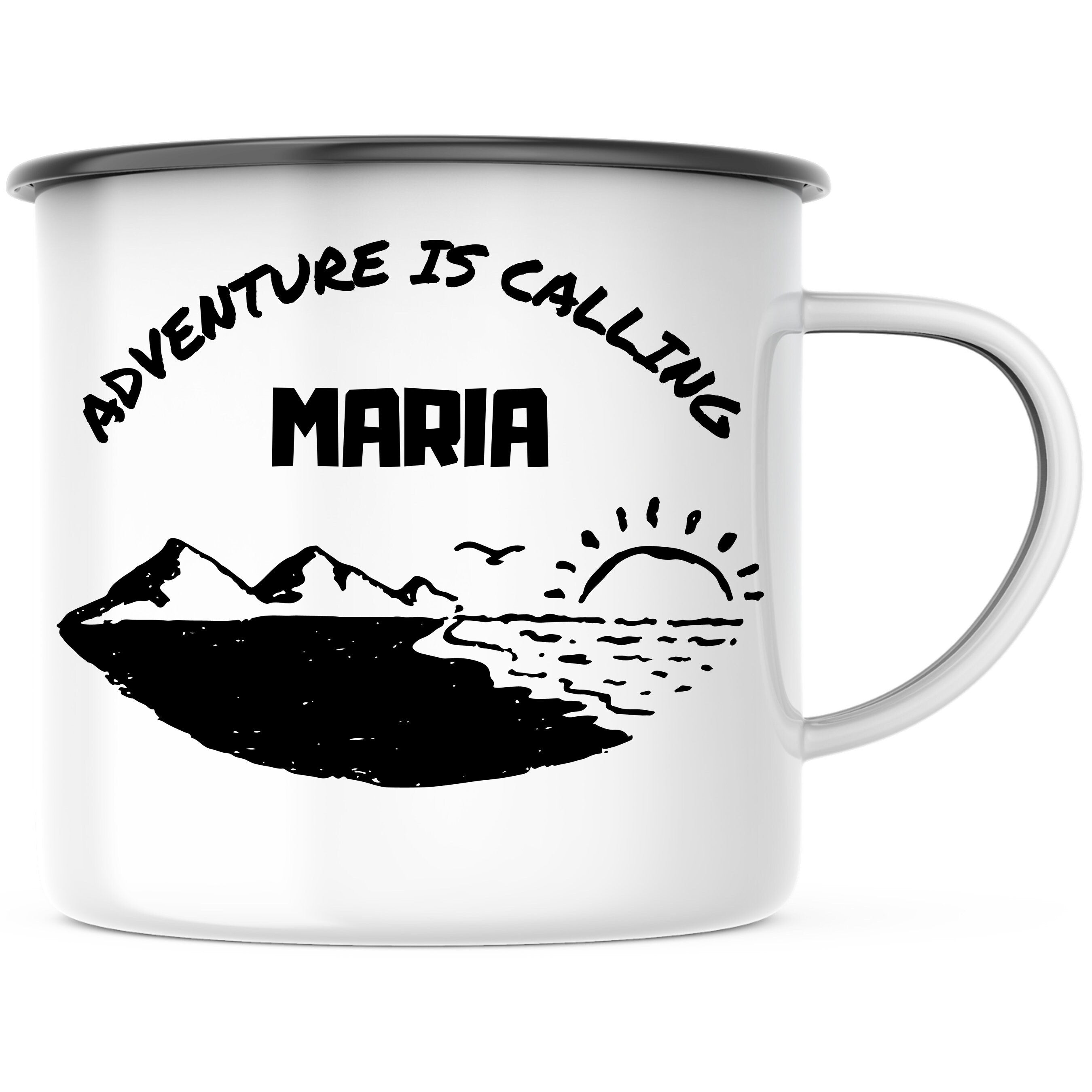 Emaille Tasse| Becher| Camping| Outdoor|Adventure is calling| Namenstasse - GlamourDesign