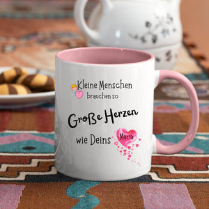 Tasse für Erzieher| Dankeschön| mit Herzmotiv| personalisierbar mit Namen| Rosa - GlamourDesign