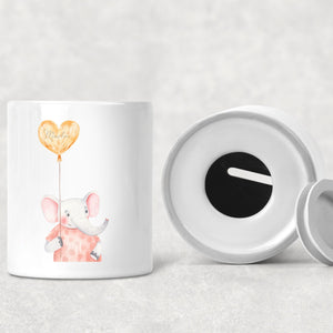 Spardose| Personalisierbar mit Namen| für Kinder| Elefanten-Motiv - GlamourDesign