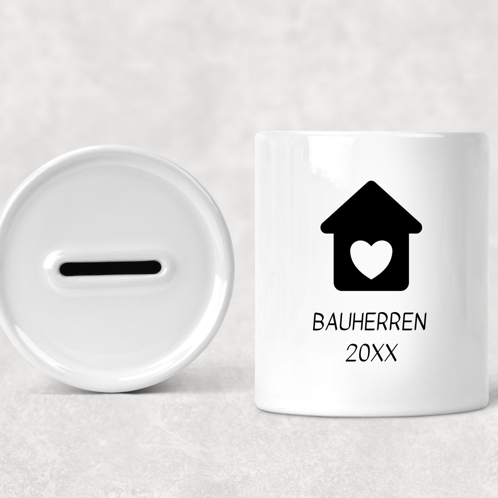 Spardose| Bauherren| Geschenk zum Einzug| Personalisierbar mit Wunschjahr - GlamourDesign