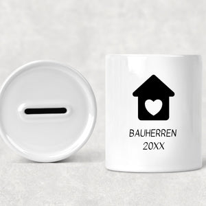 Spardose| Bauherren| Geschenk zum Einzug| Personalisierbar mit Wunschjahr - GlamourDesign