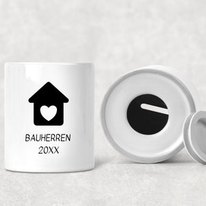 Spardose| Bauherren| Geschenk zum Einzug| Personalisierbar mit Wunschjahr - GlamourDesign