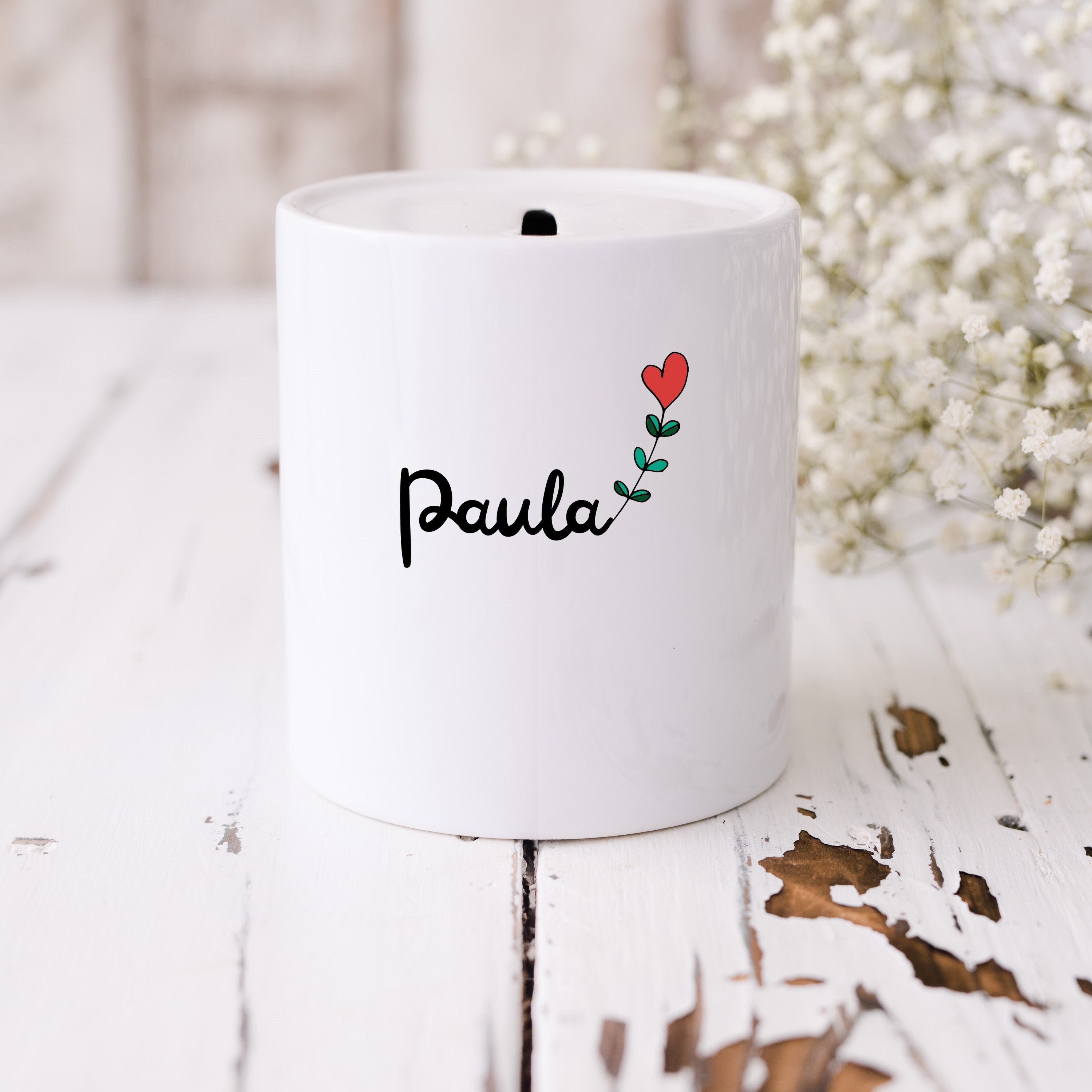 Spardose | Herz-Motiv| Personalisierbar mit Namen - GlamourDesign
