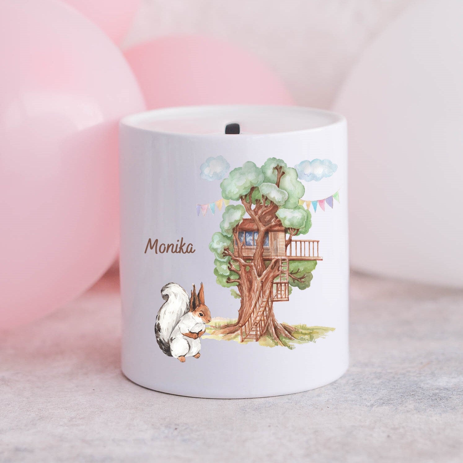 Spardose| Personalisierbar mit Namen| für Kinder| Aquarell-Motiv| Geschenk zur Einschulung - GlamourDesign