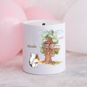 Spardose| Personalisierbar mit Namen| für Kinder| Aquarell-Motiv| Geschenk zur Einschulung - GlamourDesign