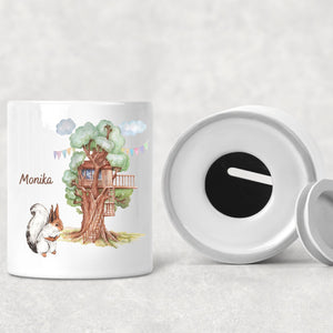 Spardose| Personalisierbar mit Namen| für Kinder| Aquarell-Motiv| Geschenk zur Einschulung - GlamourDesign