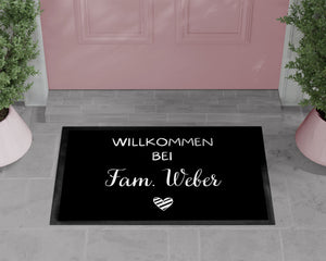 Fußmatte | personalisierbar mit Familiennamen| Willkommen bei| rutschfest&waschbar - GlamourDesign