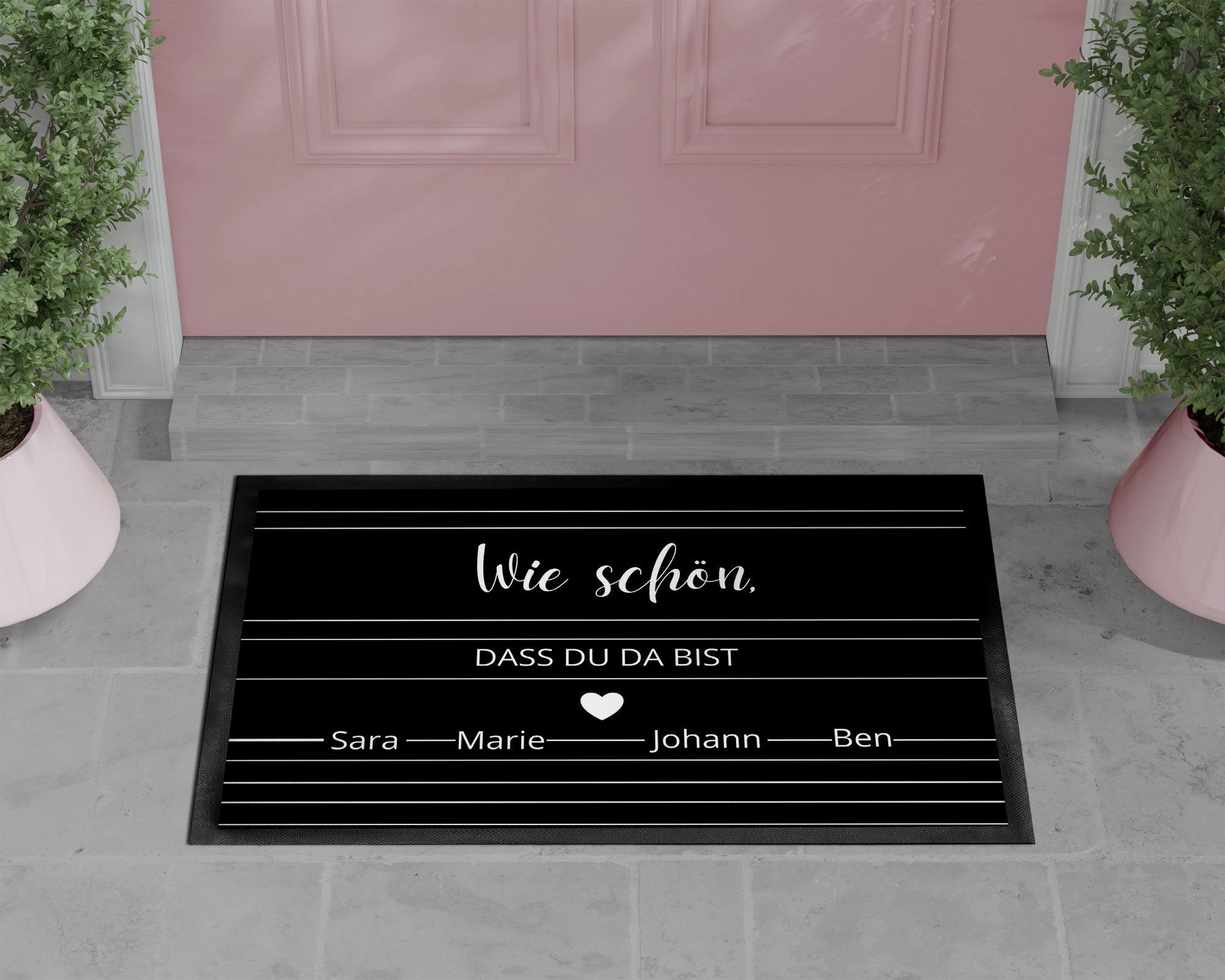 Fußmatte | wie schön, dass du da bist| personalisierbar mit Vornamen| bis zu 6 Namen - GlamourDesign
