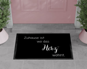 Fußmatte | Zuhause ist wo das Herz wohnt| rutschfest & waschbar| herzliches Motiv - GlamourDesign