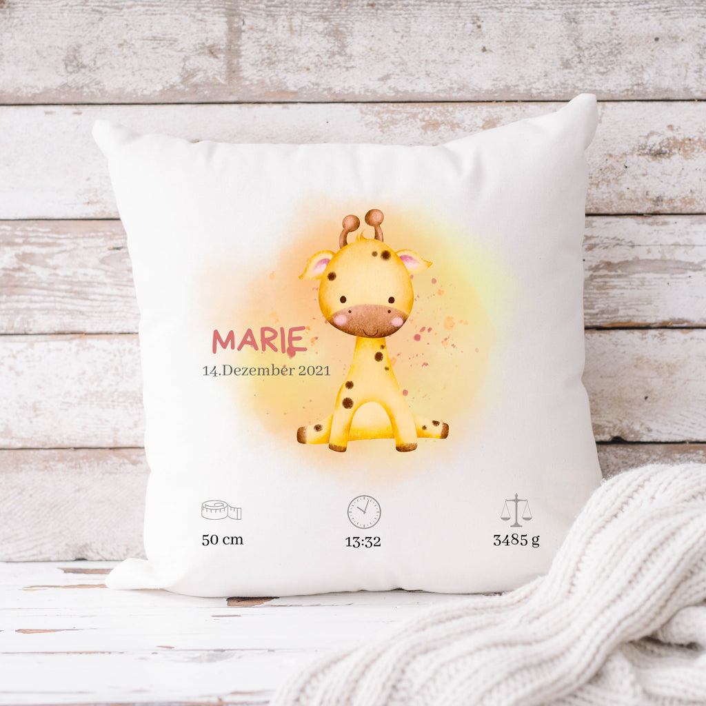 Personalisierbarer Kissenbezug| Kissen| Giraffe| Namenskissen - GlamourDesign