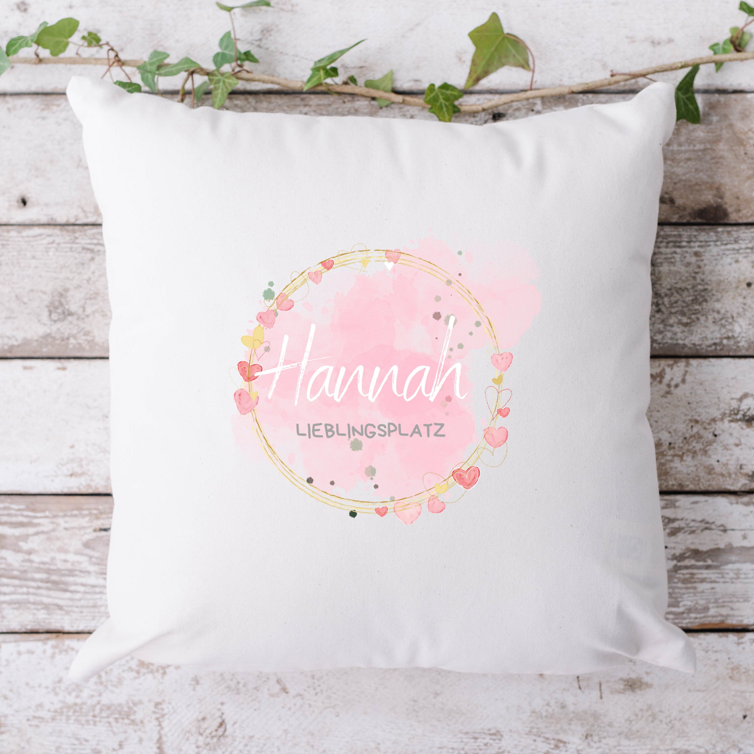 Kissen in Rosa&Blau |Kissenbezug| Lieblingsplatz| Personalisierbar mit Namen| Deko Wohnzimmer| Schlafzimmer - GlamourDesign