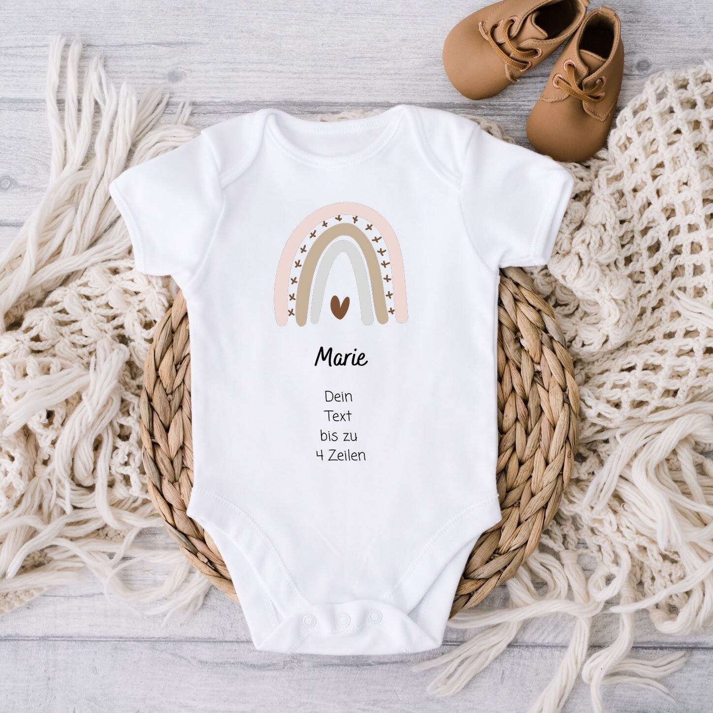 Baby Body Regenbogen | Geschenk zur Geburt | Wasserfarben | Boho | personalisierbar - GlamourDesign