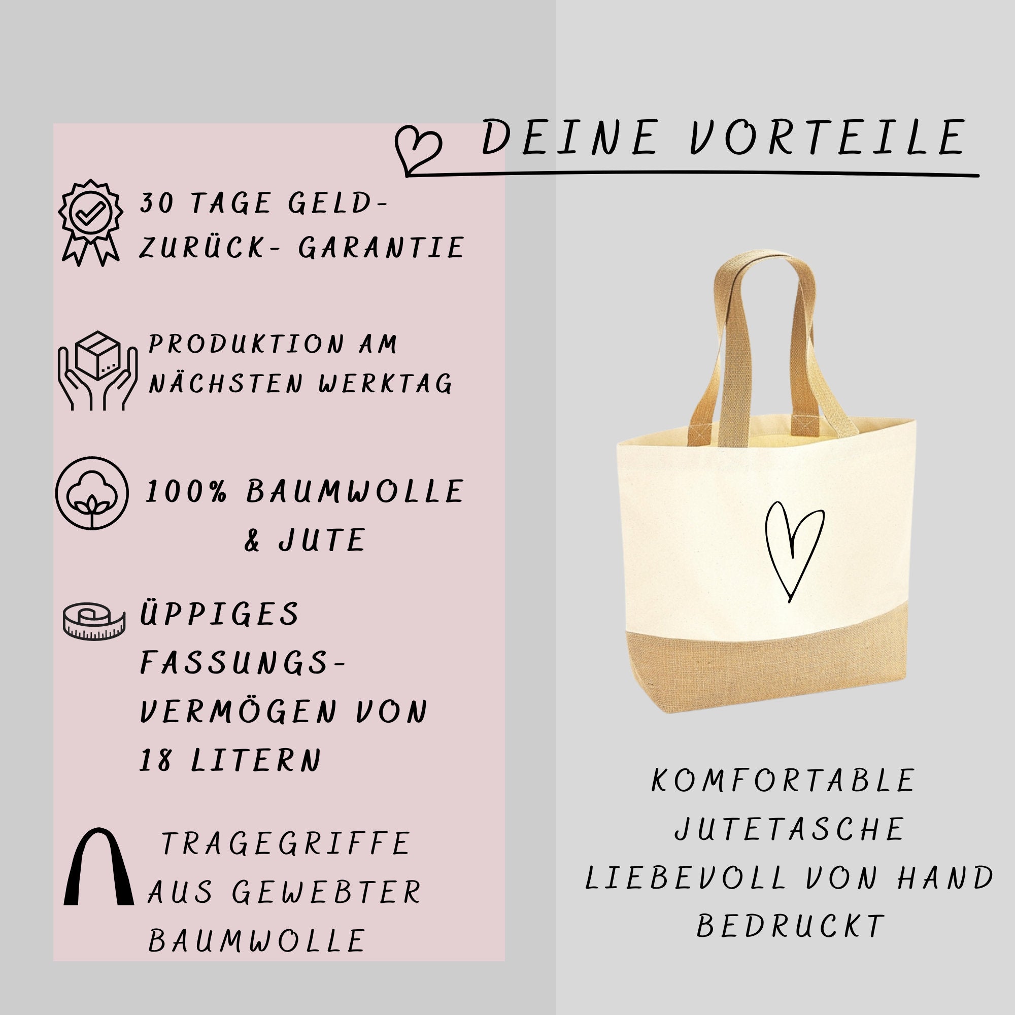 Juteshopper XL| Einkaufstasche| Geschenk| in dicker Schrift mit wählbaren Akzent-Tönen - GlamourDesign