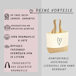 Juteshopper XL| Einkaufstasche| Geschenk| in dicker Schrift mit wählbaren Akzent-Tönen - GlamourDesign