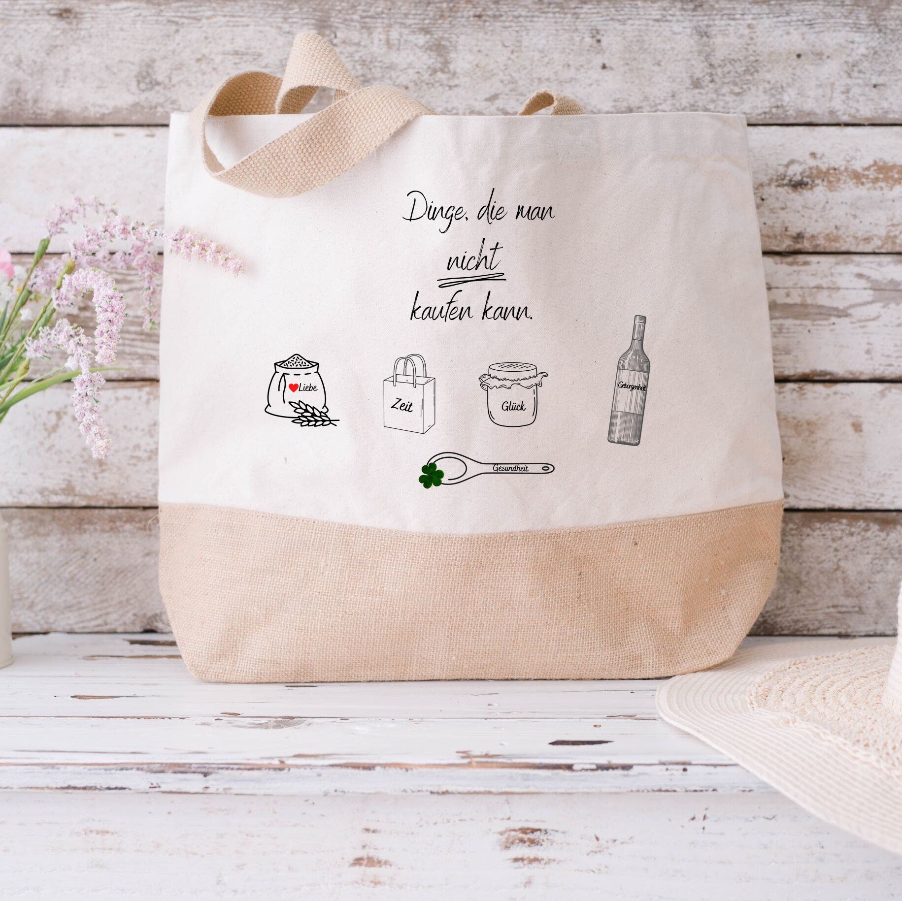 Juteshopper XL| Minimalistisch Stil | Einkaufstasche nachhaltig - GlamourDesign