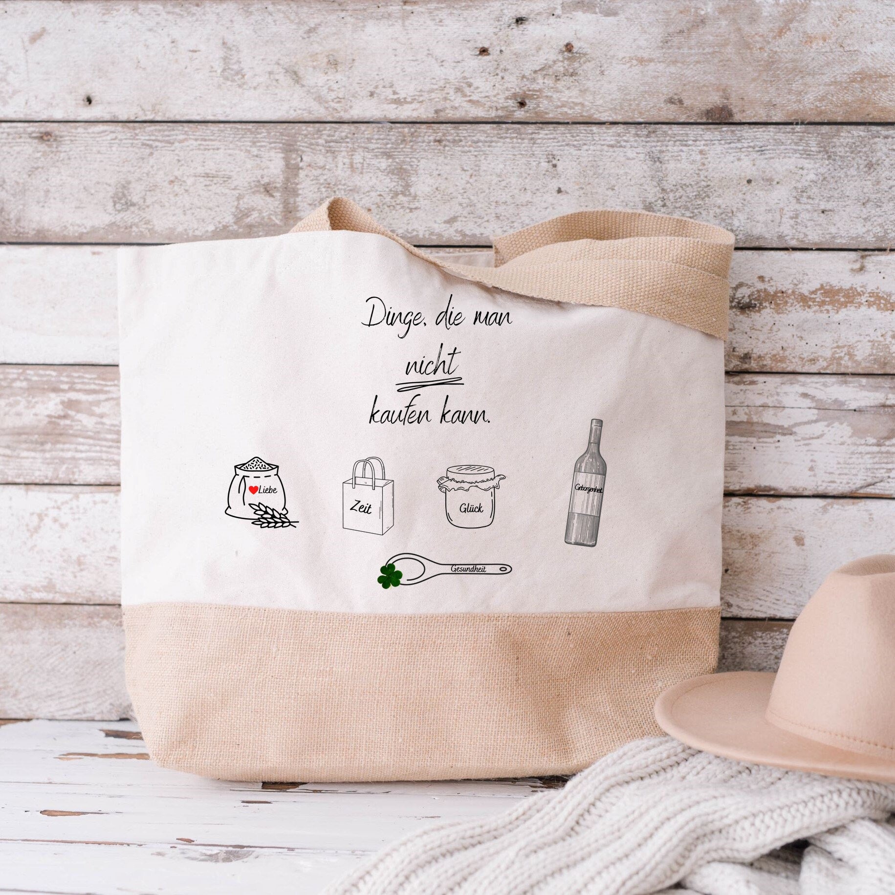 Juteshopper XL| Minimalistisch Stil | Einkaufstasche nachhaltig - GlamourDesign