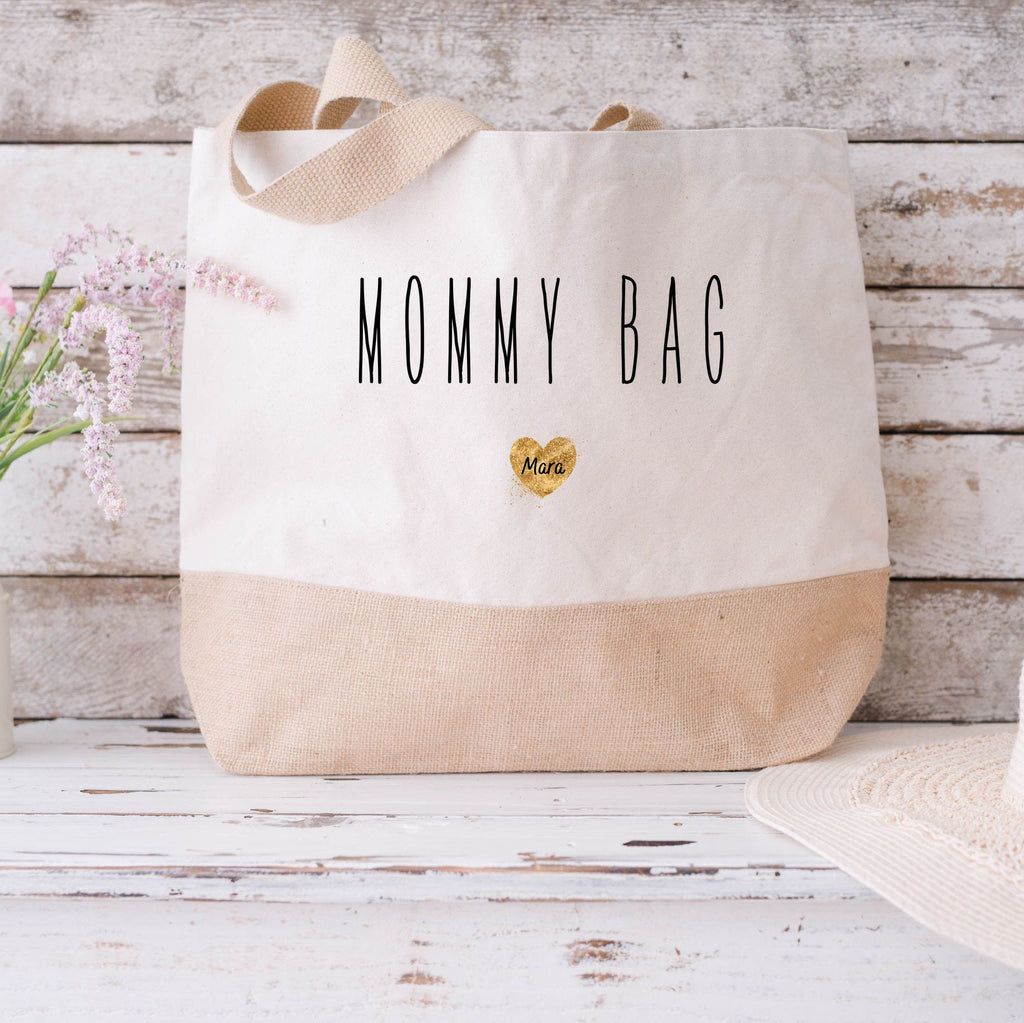 Juteshopper XL| personalisiert mit Namen| Einkaufstasche| Mommy Bag - GlamourDesign