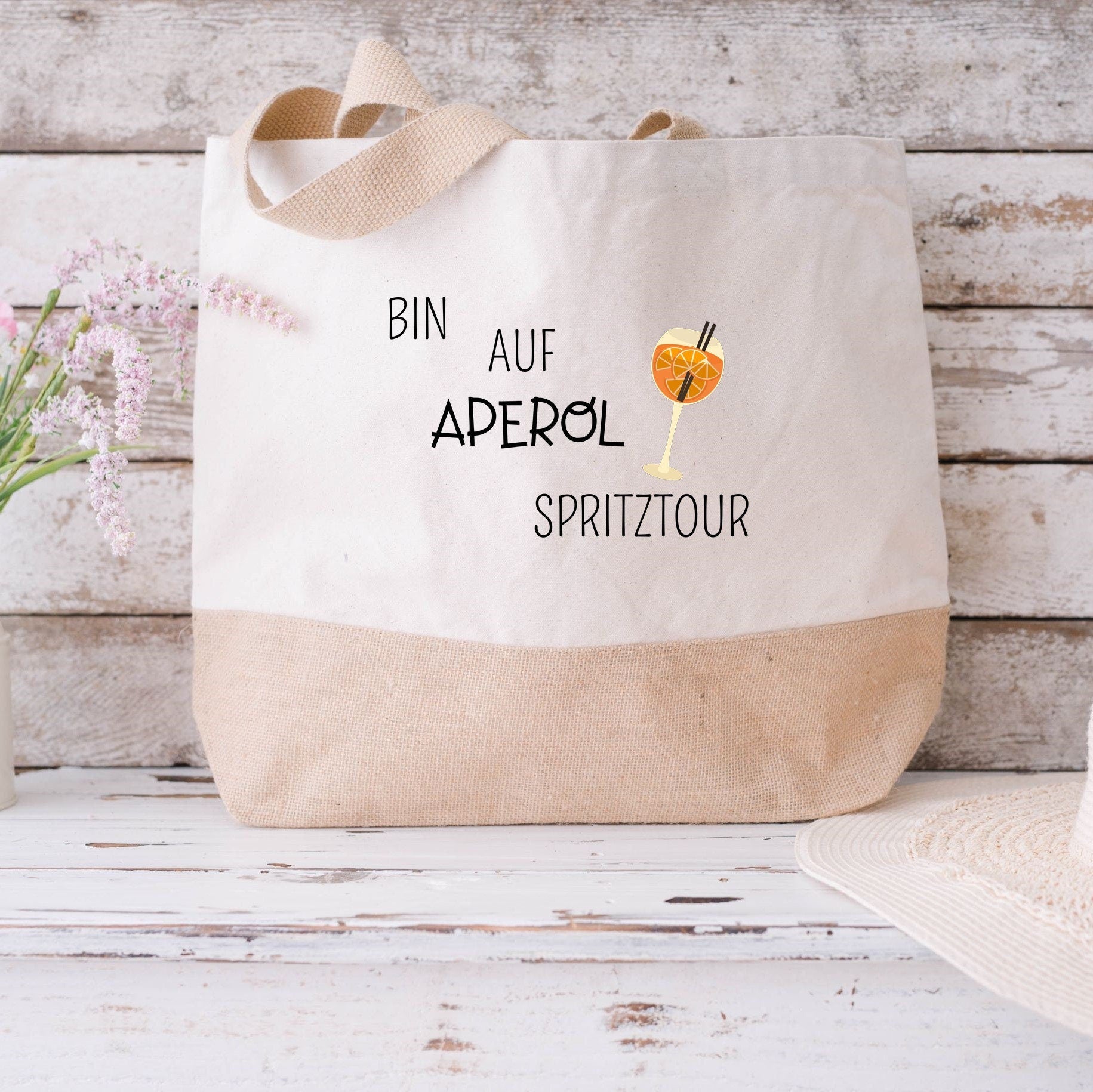 Juteshopper XL| Minimalistisch | Einkaufstasche| Aperol Spritztour - GlamourDesign