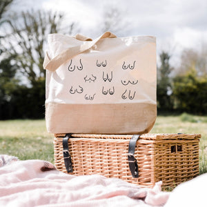 Juteshopper XL| Minimalistisch | Busen| Einkaufstasche| Geschenk beste Freundin - GlamourDesign