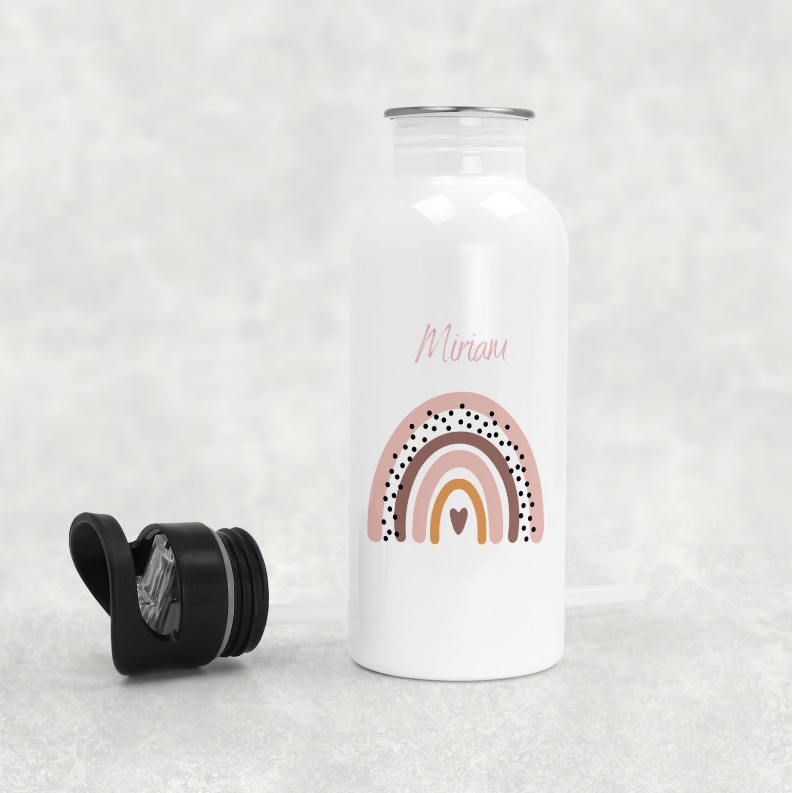 Trinkflasche personalisierbar mit Namen| Regenbogen - GlamourDesign