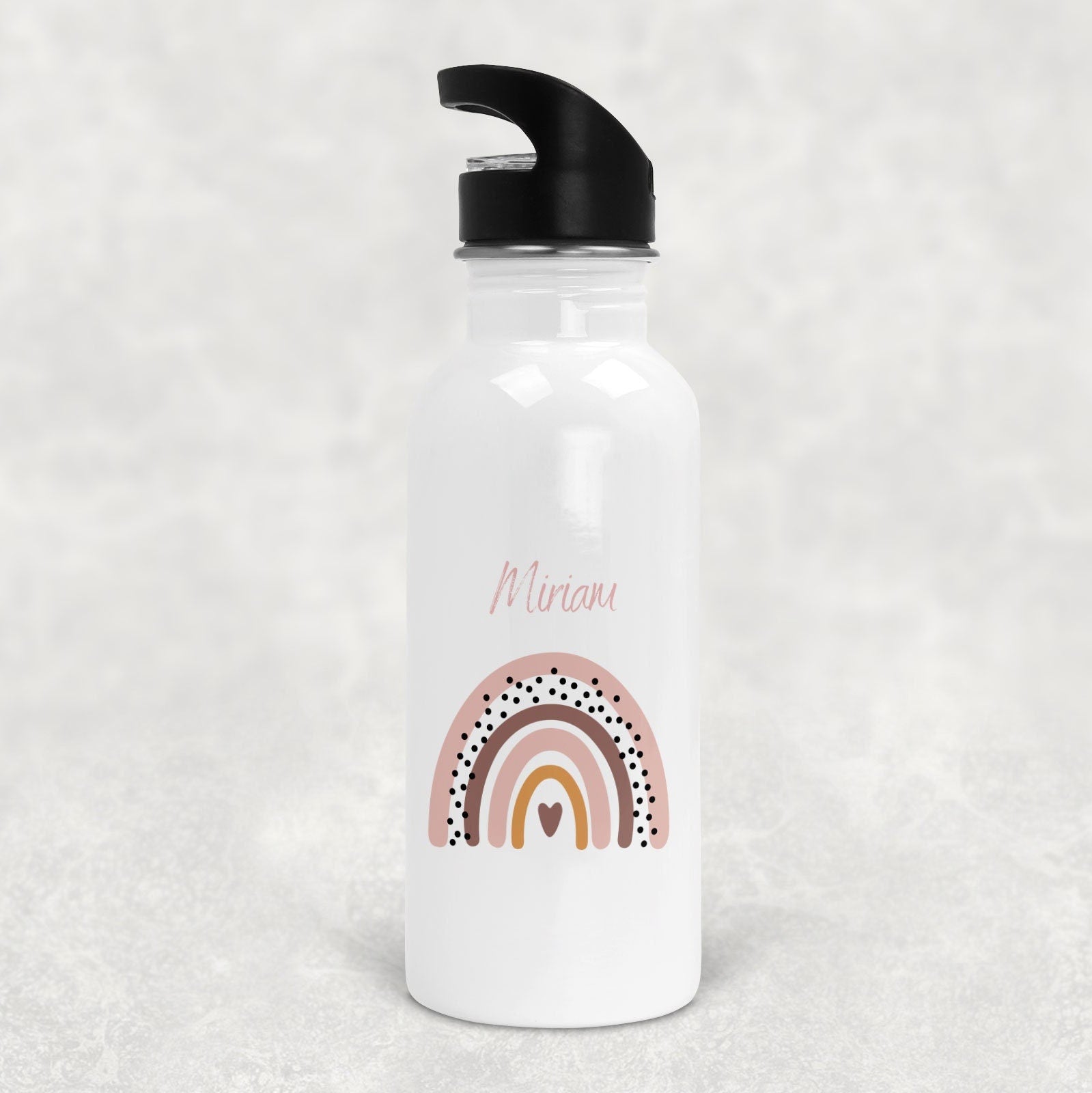 Trinkflasche personalisierbar mit Namen| Regenbogen - GlamourDesign