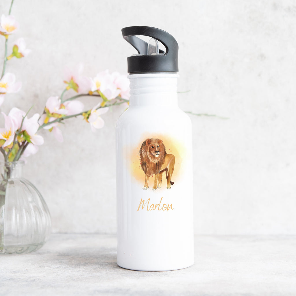 Trinkflasche personalisierbar mit Namen| Kinder| Löwe - GlamourDesign