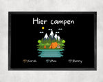 Lade das Bild in den Galerie-Viewer, Fußmatte | Hier campen| personalisierbar mit Vornamen| verschiedene Farben| bis zu 7 Vornamen| Matte für Camper - GlamourDesign
