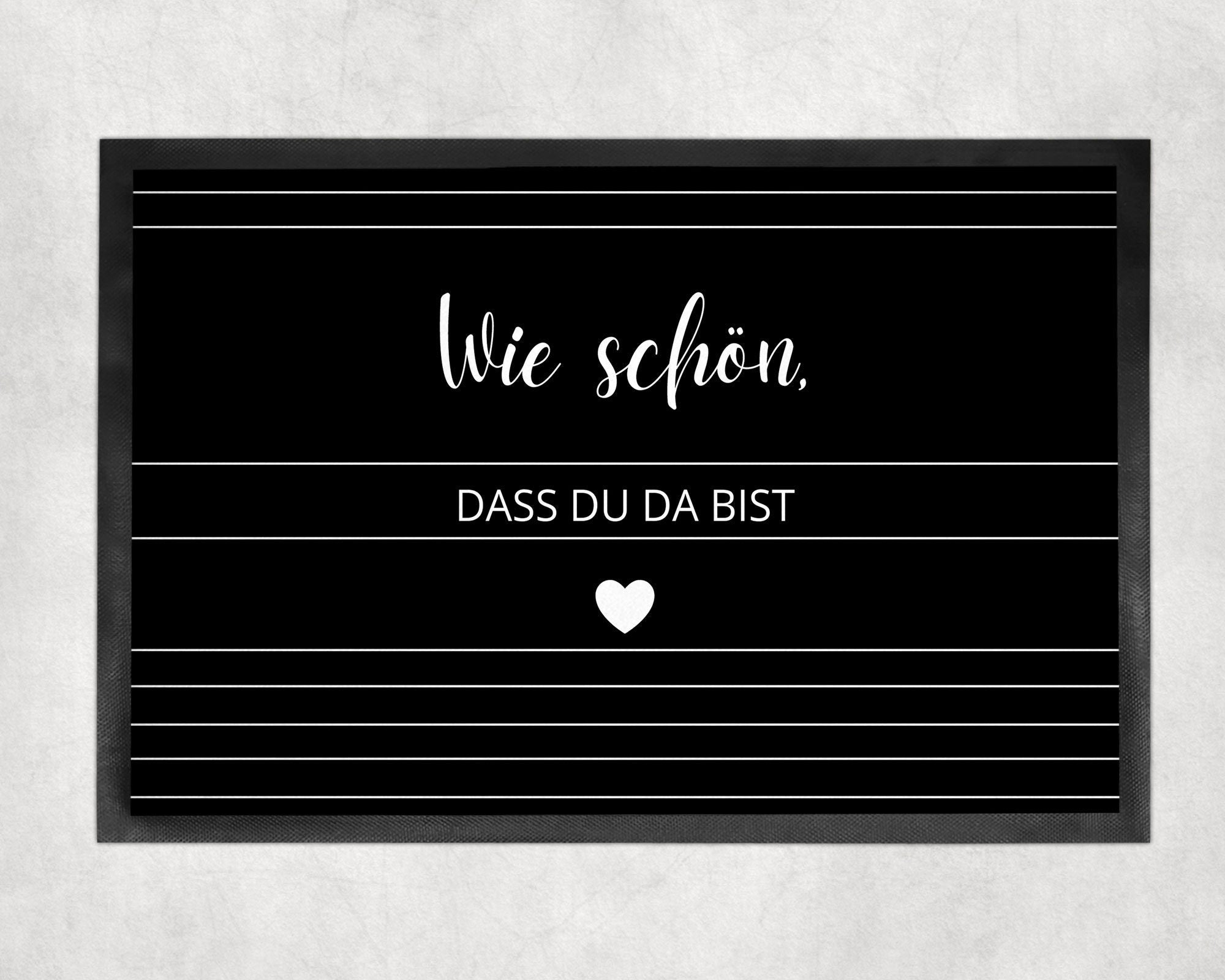 Fußmatte | Wie schön, dass du da bist| rutschfest & waschbar| schwarz - GlamourDesign