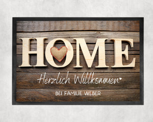 Fußmatte | Braun mit Gummirand| personalisierbar mit Familiennamen - GlamourDesign