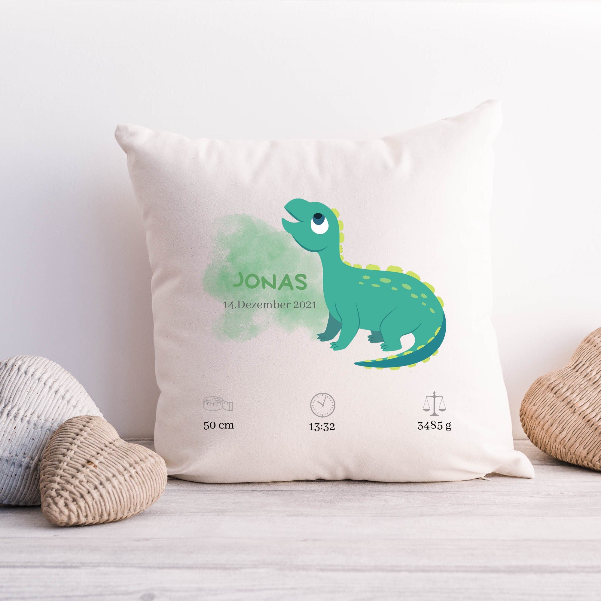 Personalisierbarer Kissenbezug| Kissen| Dinosaurier| Namenskissen| Jungen - GlamourDesign