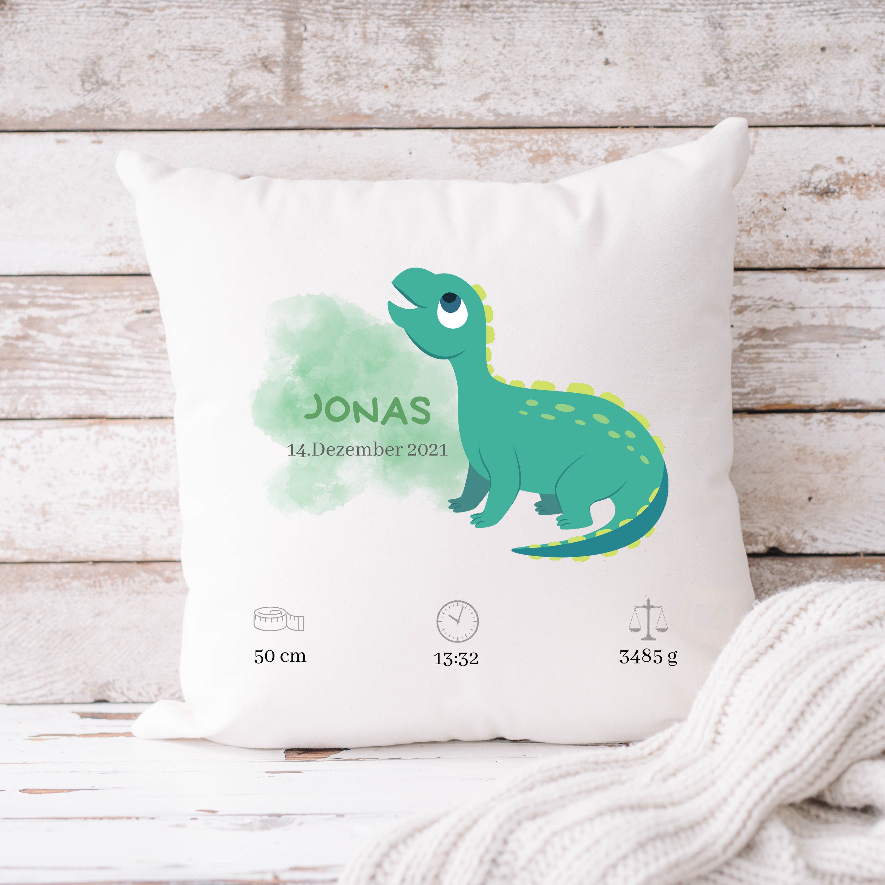 Personalisierbarer Kissenbezug| Kissen| Dinosaurier| Namenskissen| Jungen - GlamourDesign