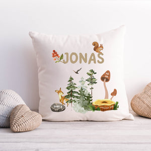 Geburtskissen| Personalisierbarer Kissenbezug| Kissen| Waldtiere| Namenskissen - GlamourDesign