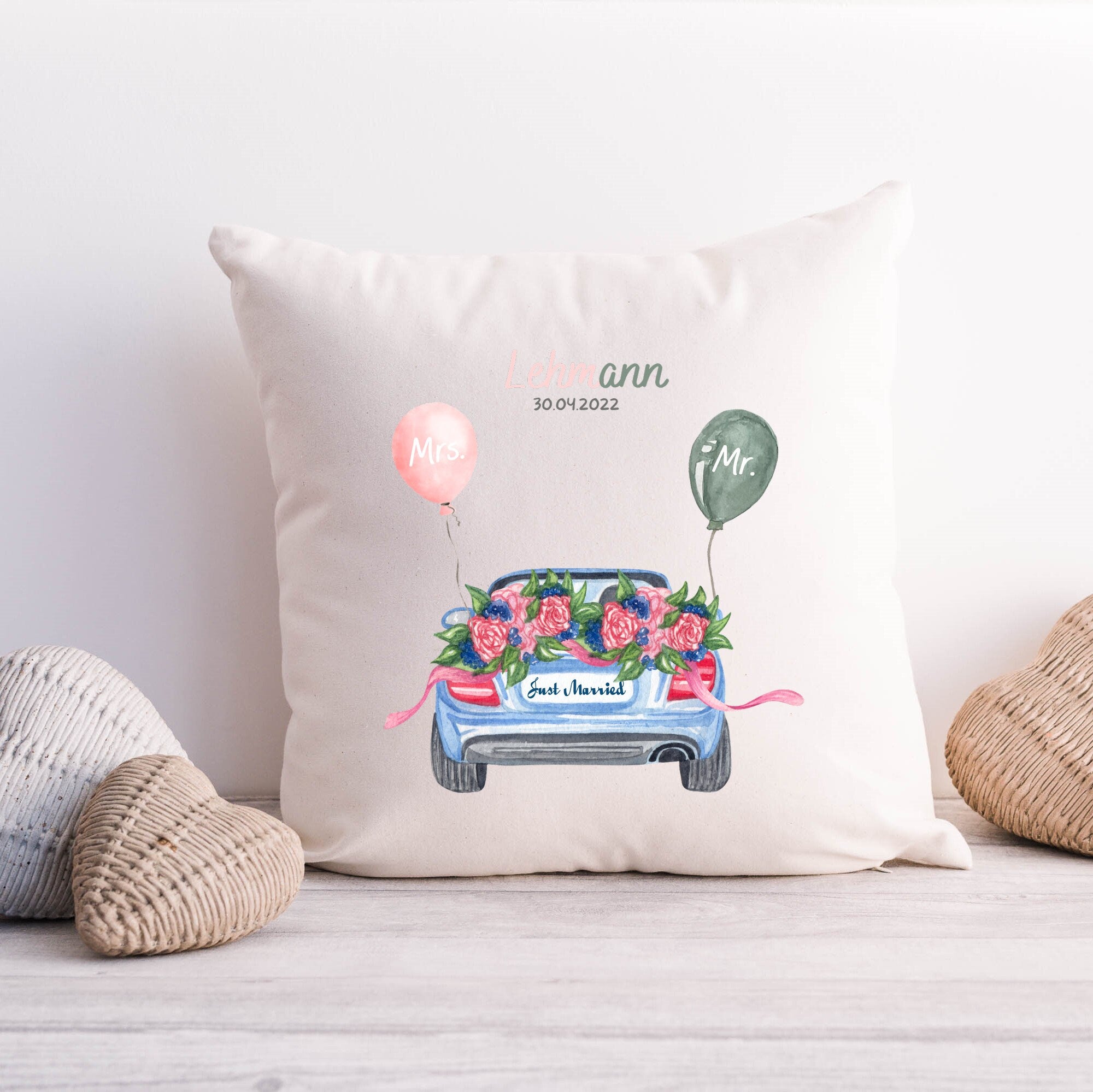 Kissen Hochzeit| Personalisierbarer Kissenbezug| Kissen mit Füllung| Mr&Mrs - GlamourDesign