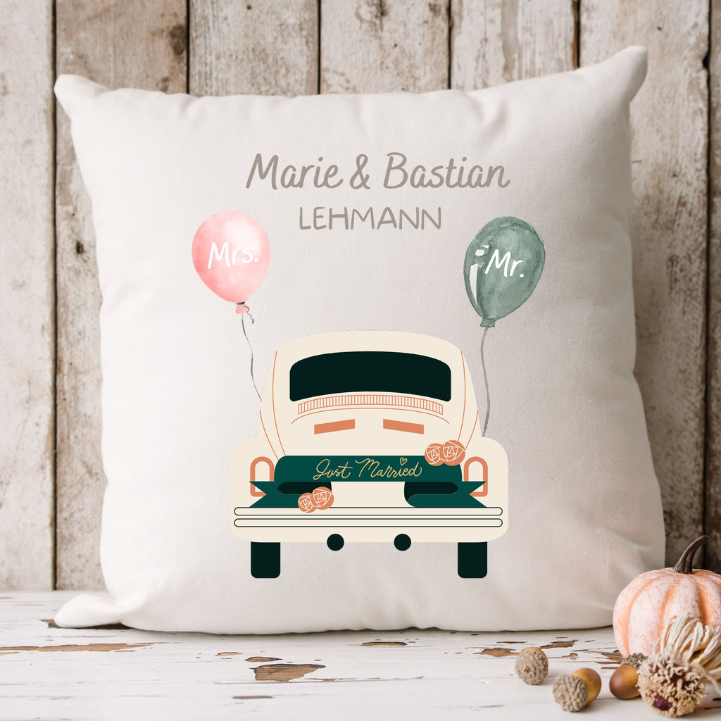 Kissen Hochzeit| Personalisierbarer Kissenbezug| Kissen mit Füllung| Mr&Mrs| Geschenk Hochzeit - GlamourDesign