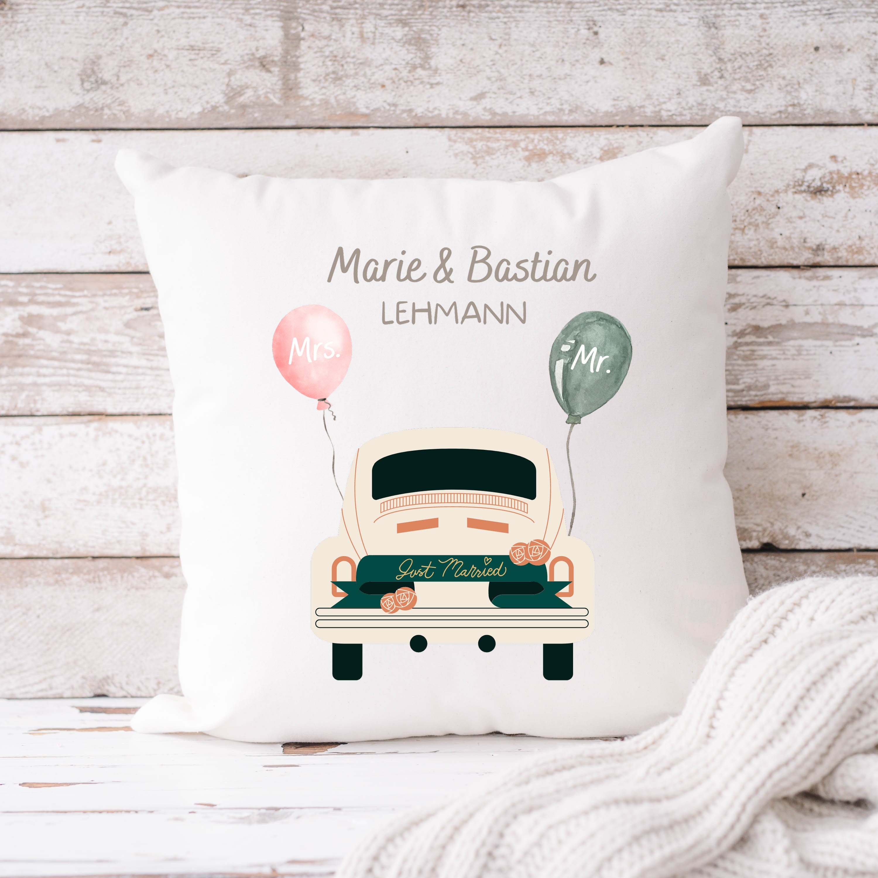 Kissen Hochzeit| Personalisierbarer Kissenbezug| Kissen mit Füllung| Mr&Mrs| Geschenk Hochzeit - GlamourDesign